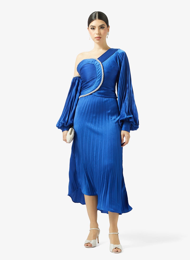 Threadz by Ajooni Cobalt Pleated Dress - Image 4